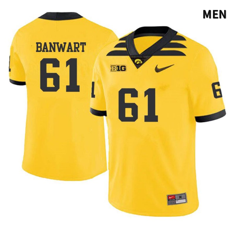 Men's Iowa Hawkeyes NCAA #61 Cole Banwart Yellow Authentic Nike Alumni Stitched College Football Jersey GV34A87GD